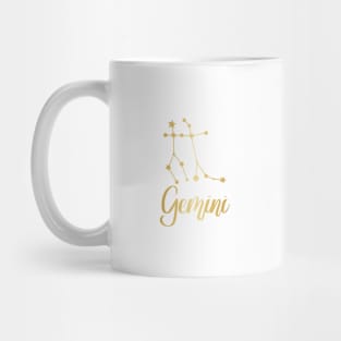 Gemini Zodiac Constellation in Gold Mug